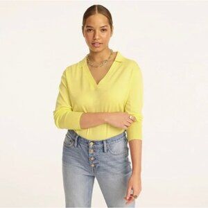 J. Crew Collared Merino Wool Sweater Long Sleeve Lemon Yellow Size S